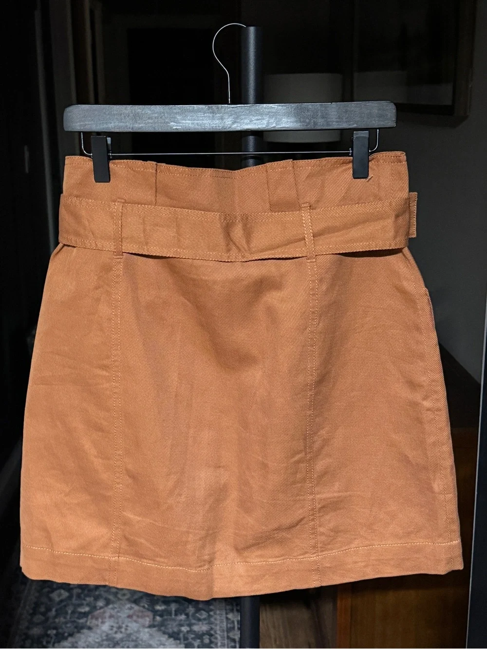 {Banana Republic} Rust Brown Paperbag Waist Button Down Linen Blend Skirt WSK36